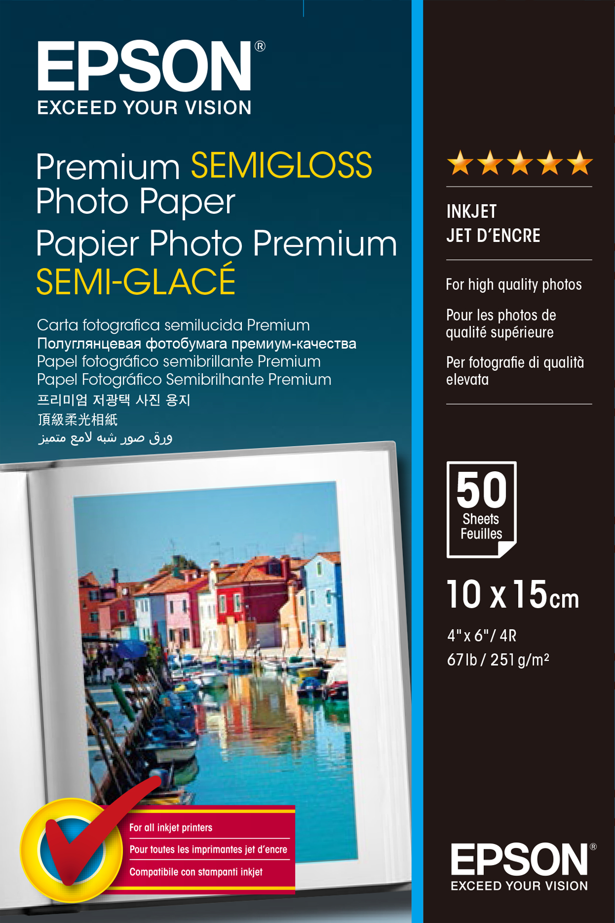 EPSON Pap Photo Premium Semi Glacé 10x15cm (50f./251g)