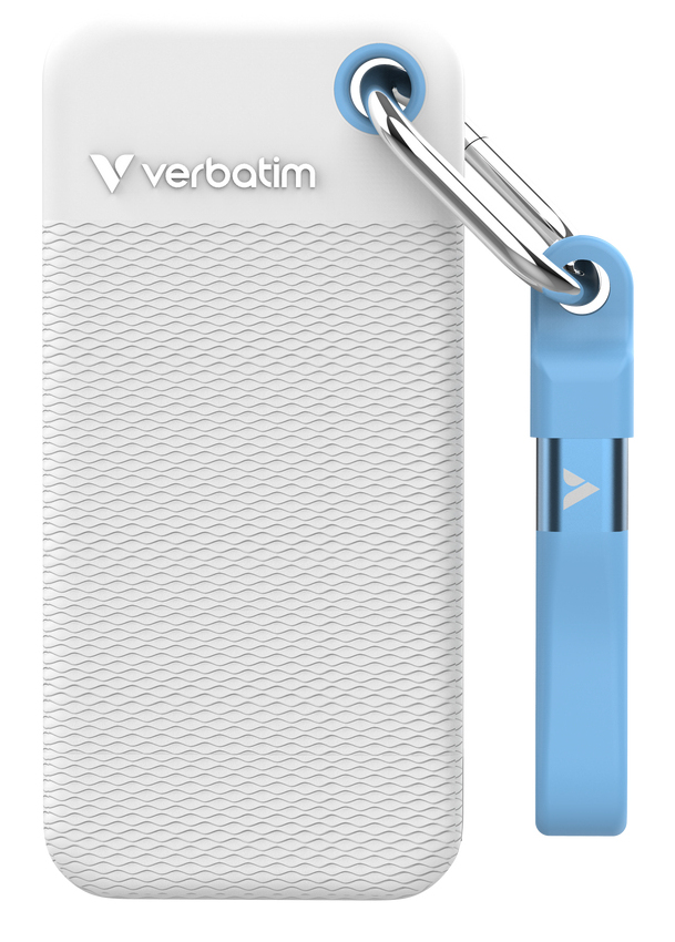 VERBATIM Disque SSD externe Pocket - 1To (Blanc/Bleu)