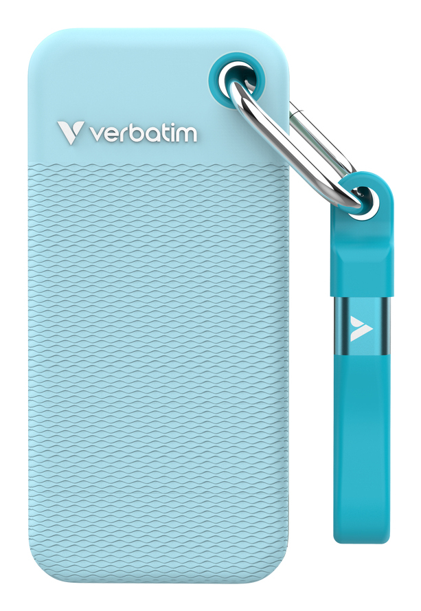 VERBATIM Pocket SSD USB 3.2 Gen 2 1TB Polar Blue incl. two rubber sleeves