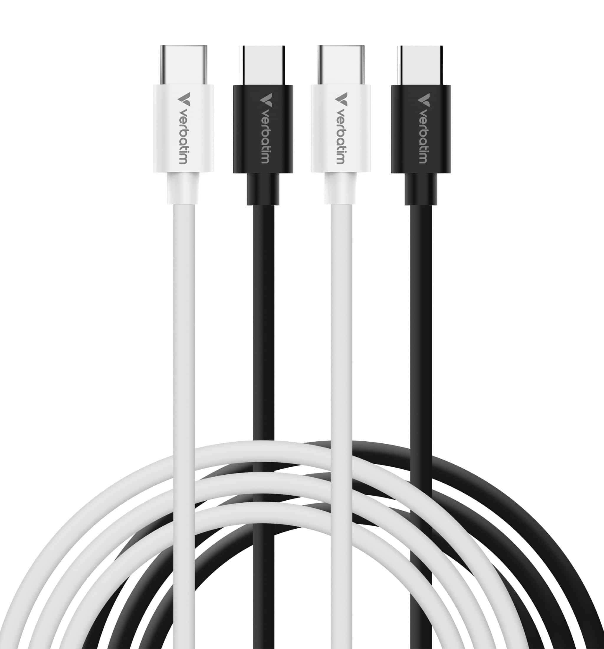 VERBATIM Lot de 2 cables  Essentials Sync & Charge USB-C 60W M/M 1m (Noir/Blanc)