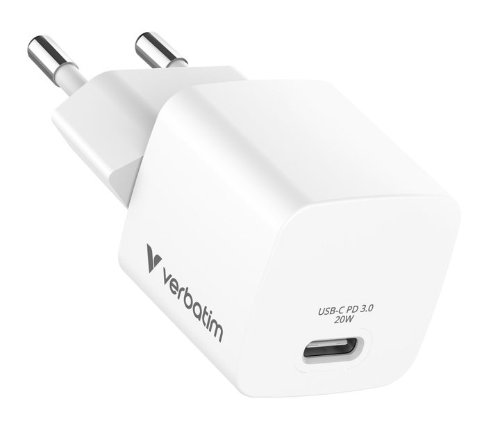 VERBATIM Mini chargeur secteur  GaN USB-C 20W (Blanc)