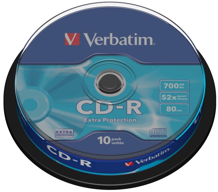 VERBATIM CD-R 80 Min/700 MB Verbatim 52x DataLifePlus Extra Protection en cakebox 10 pièces
