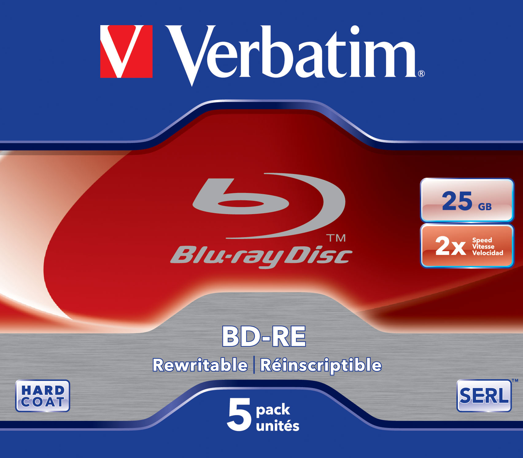 VERBATIM BD-RE 25 Go certifié 2x (pack de 5, boitier standard)