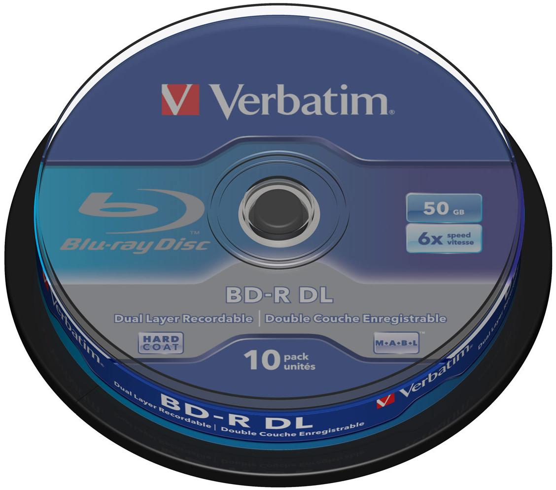 VERBATIM BD-R DL 50 GO CERTIFIÉ 6X (PACK DE 10, SPINDLE)