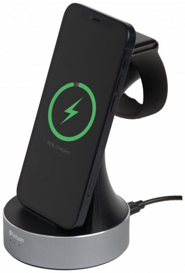 VERBATIM Chargeur sans fil WCS-01 pour Apple Watch et iPhone (Gris)