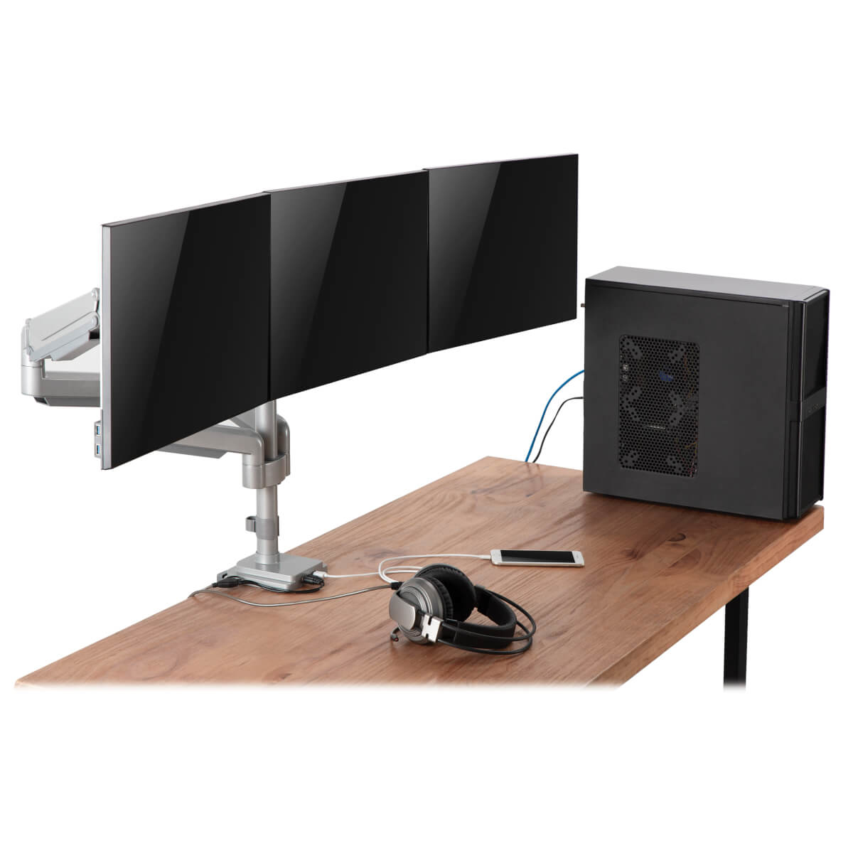 EATON TRIPPLITE Triple-Display Flex-Arm Desktop Clamp for 17inch to 30inch Flat-Screen Displays