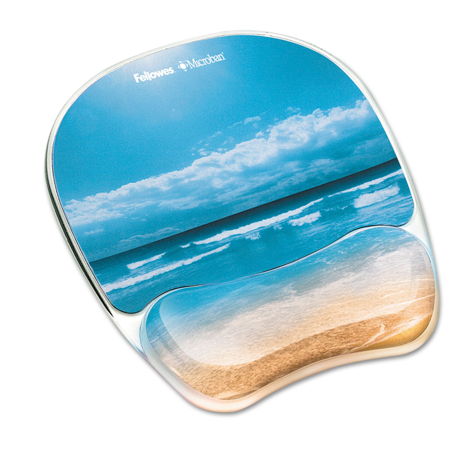 Fellowes Photo Gel Mouse Pad and Wrist Rest with Microban Protection Sandy Beach