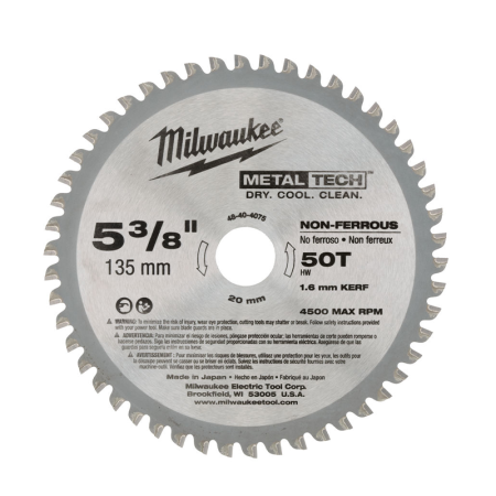 Milwaukee Lame de scie circulaire métal Ø135 mm 50 dents