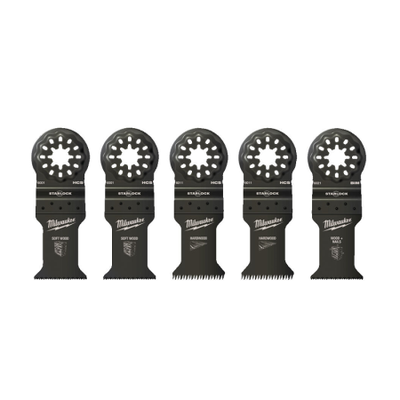 Milwaukee Lot de 5 lames outil multifonction Starlock Bois