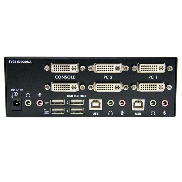 STARTECH Commutateur KVM USB et double DVI à 2 ports avec audio et hub USB 2.0