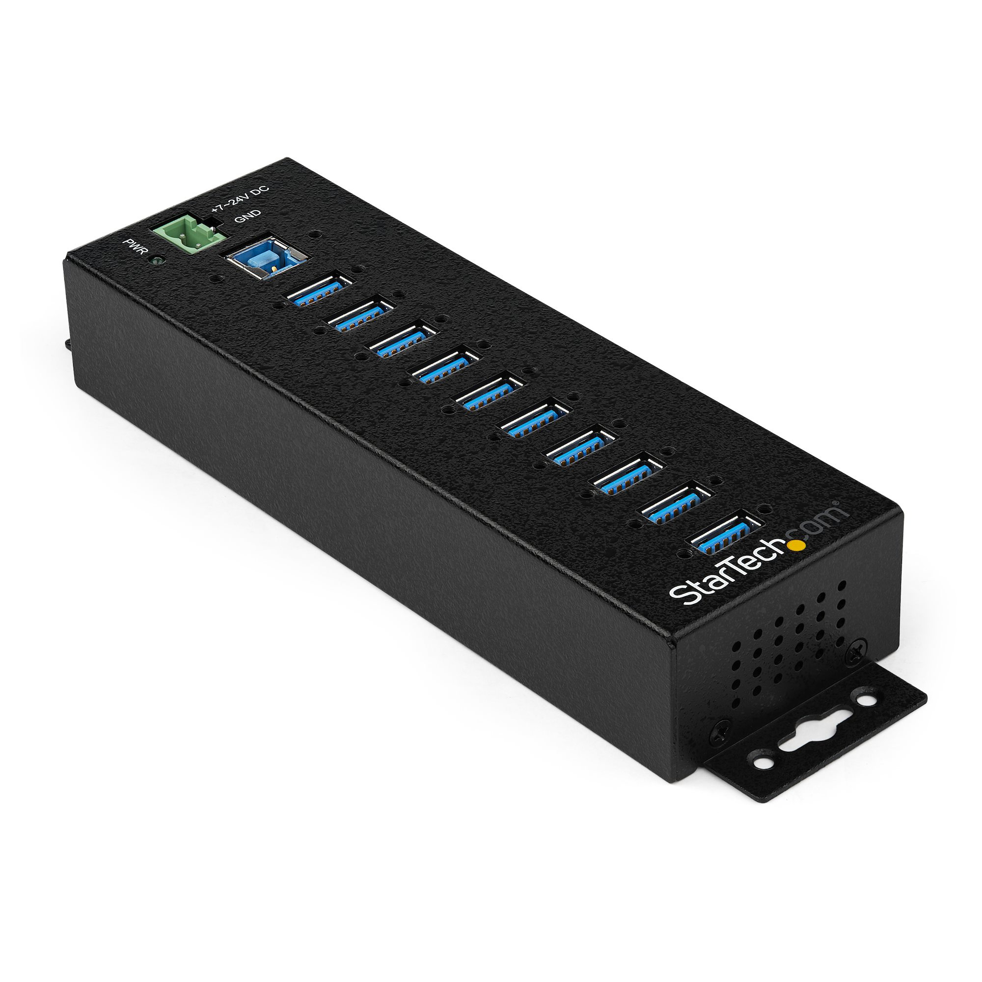 STARTECH Ce hub USB 3.0 industriel 10 ports conforme aux exigences TAA vous offre l''évolutivité et la flexibilité d''alimentation dont vous avez besoin dans les environnements industriels difficiles, les laboratoires de réparation et de production, les s