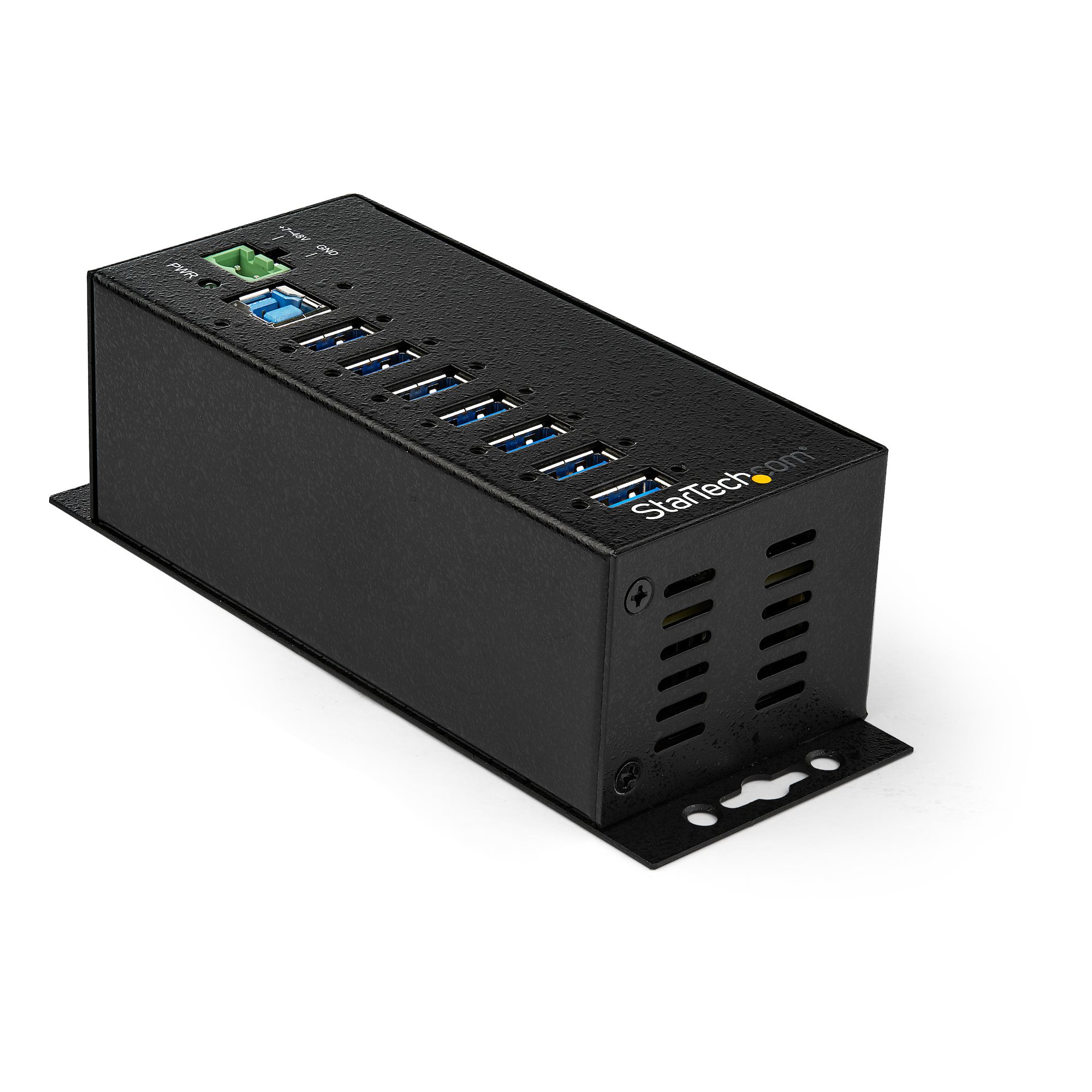 STARTECH Ce hub USB 3.0 industriel 7 ports conforme aux exigences TAA vous offre l''évolutivité et la flexibilité d''alimentation dont vous avez besoin dans les environnements industriels difficiles, les laboratoires de réparation et de production, les sa