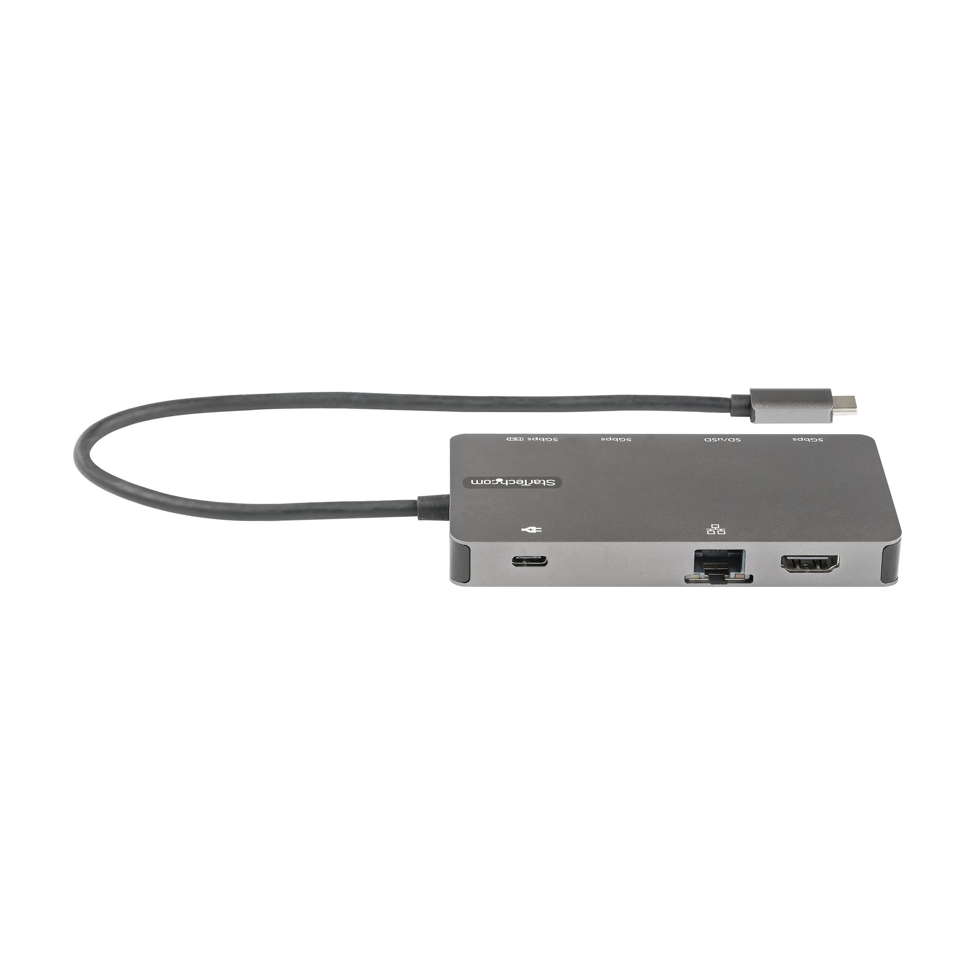 STARTECH Adaptateur multiport USB-C vers HDMI 4K 30 Hz ou VGA, Hub 3 ports USB 3.0, RJ45, SD/microSD et Power Delivery 100W