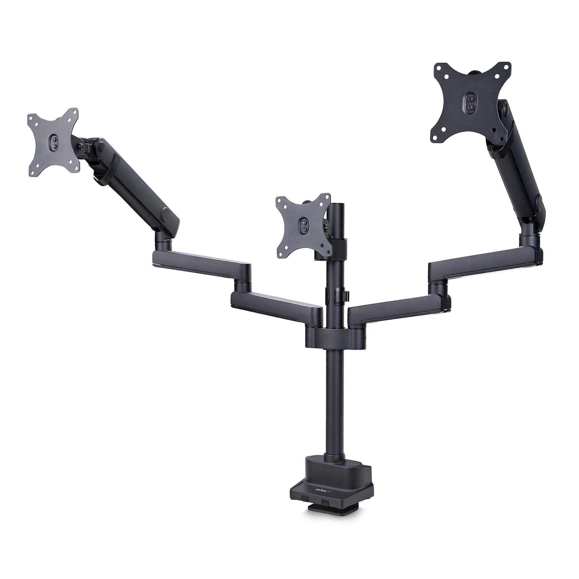 STARTECH StarTech.com Triple Monitor Desk Mount For Up To Three 27in Screens, VESA 75x75/100x100, Tool-Less Arm Adjustments, C-Clamp/Grommet Mount, Spring-Assisted Arms