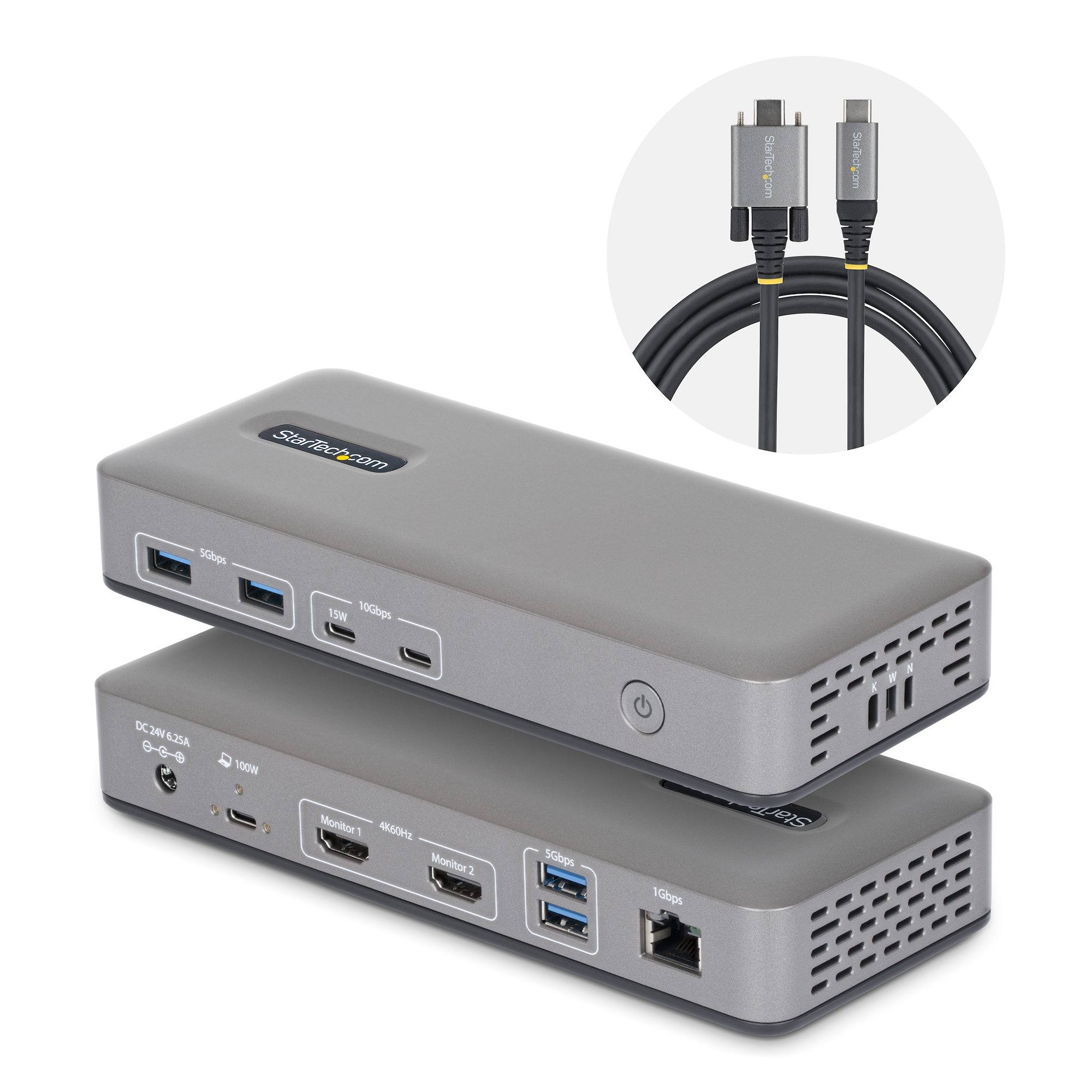 STARTECH USB-C Dock 2x HDMI 4K60 1GbE 100W PD