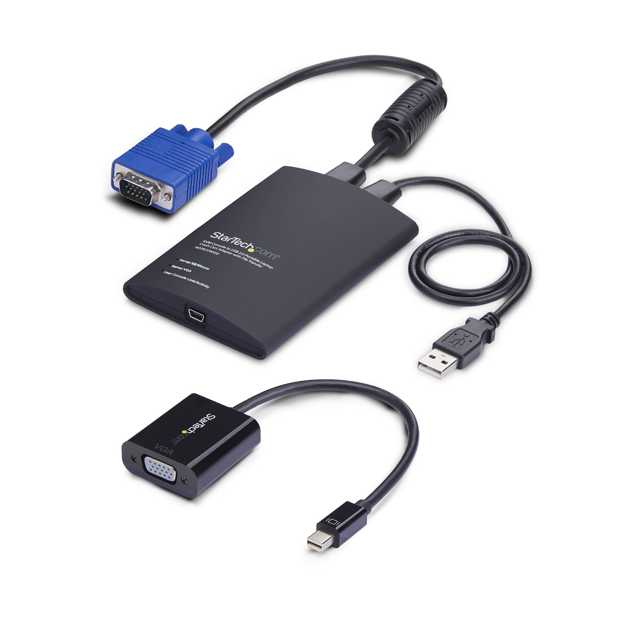 STARTECH Portable Laptop Crash Cart Adapter, USB/VGA/Mini DisplayPort KVM Console, File Transfer/Video Capture, TAA