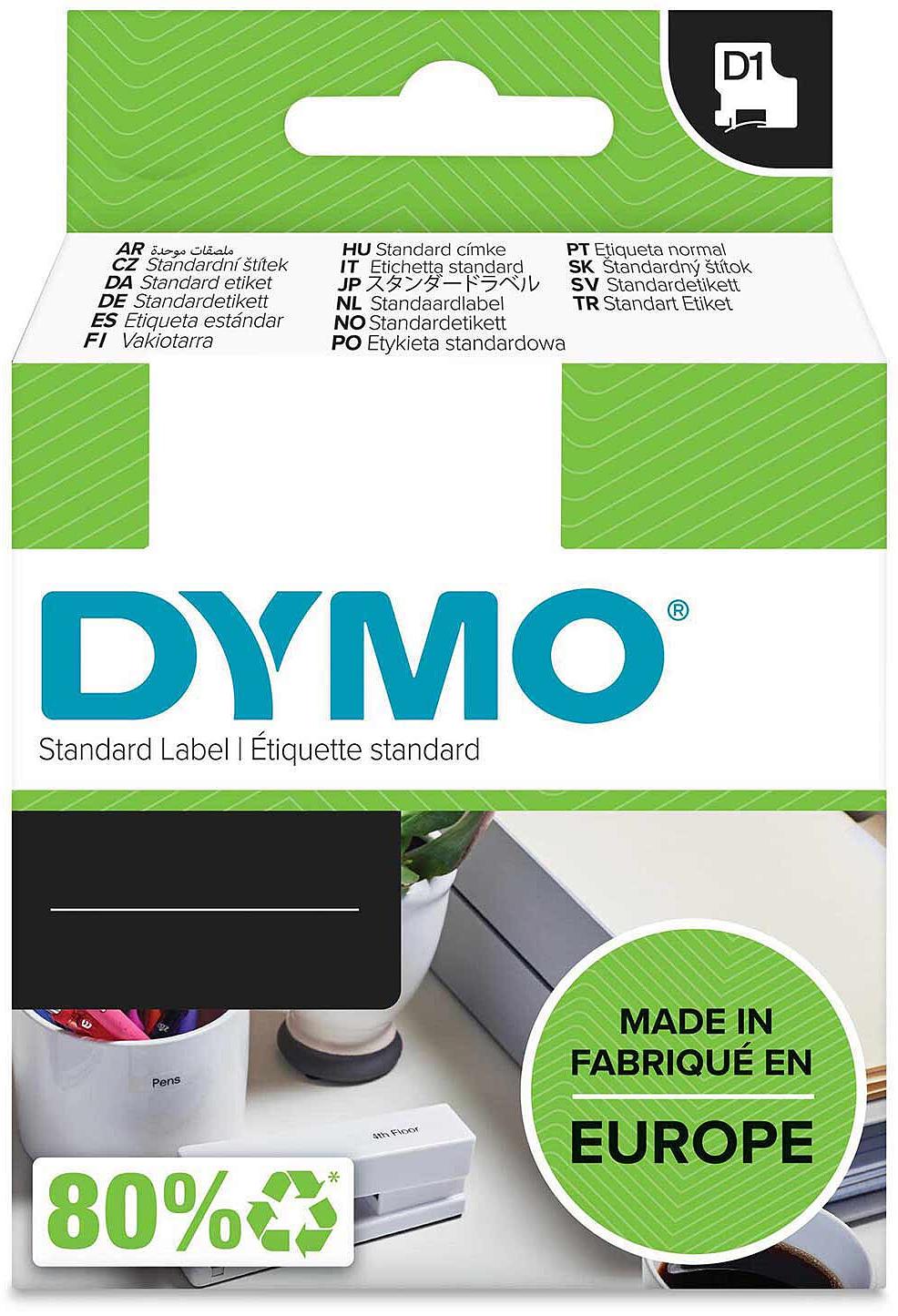 DYMO Ruban RHINO en polyester permanent noir sur blanc 19 mm x 5.5 m