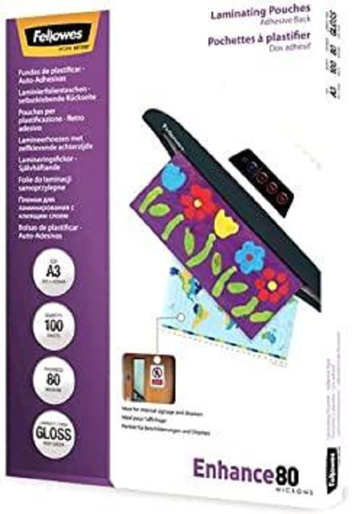 Fellowes POCHETTES A3-DOS ADHESIF-80 MICRONS