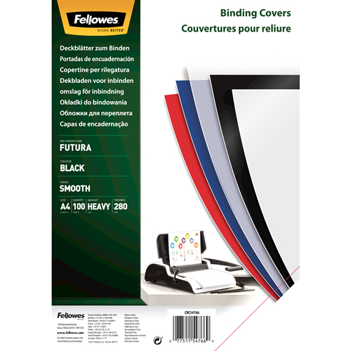 Fellowes Präsentationsdeckb. FUTURA 280MIC A4 Schwarz 100P