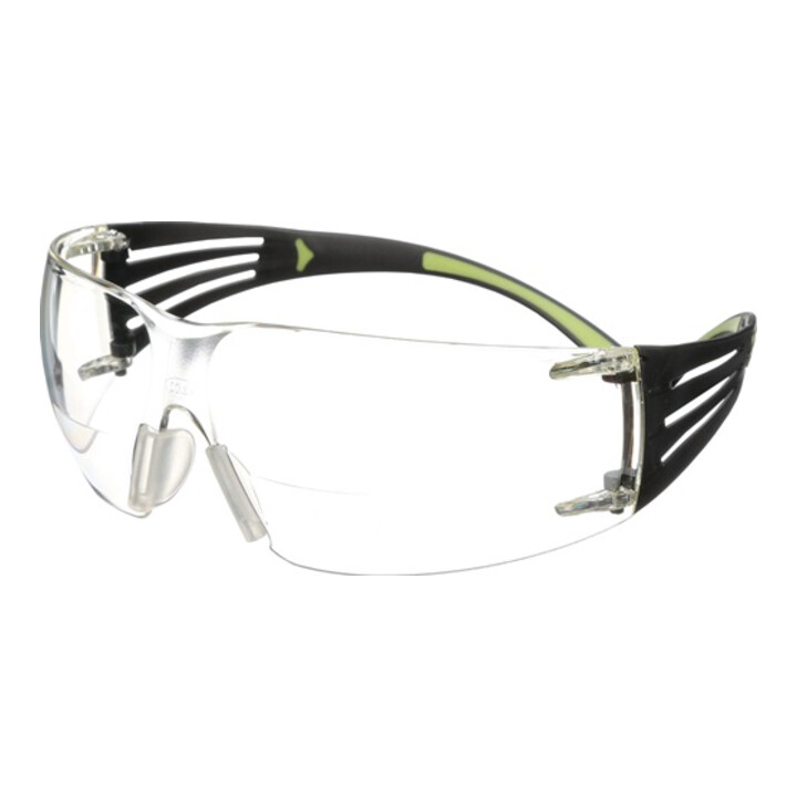 3M Lunettes de sécurité Lecteur SecureFit-SF400 EN166 vert temple noir, verres clairs +1,50