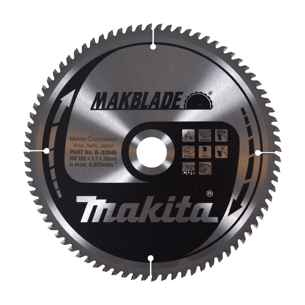 Makita Lame de scie à onglet bois TCT 260 x 30mm 80 dents
