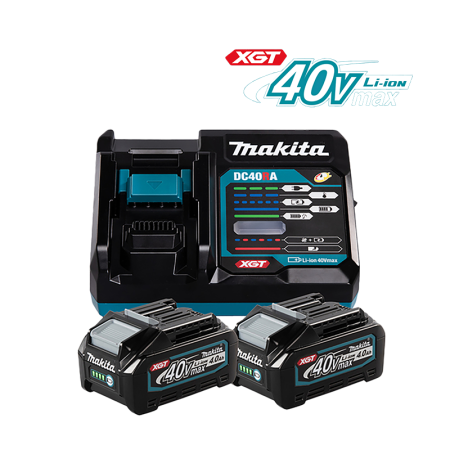 Makita Pack XGT 40V 2 batteries BL4040 4 Ah + Chargeur rapide DC40RA