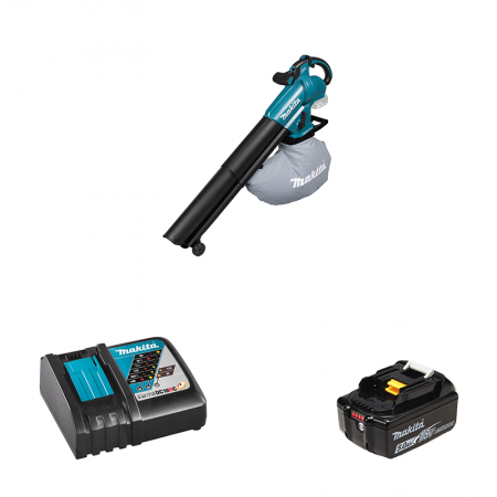 Makita Aspirateur souffleur 18V DUB187Z + 1 batterie BL1850B 18V 5 Ah + 1 chargeur rapide DC18RC