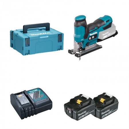 Makita Scie sauteuse 18V DJV185ZJ + 2 batteries 18V 5 Ah + 1 chargeur rapide DC18RC