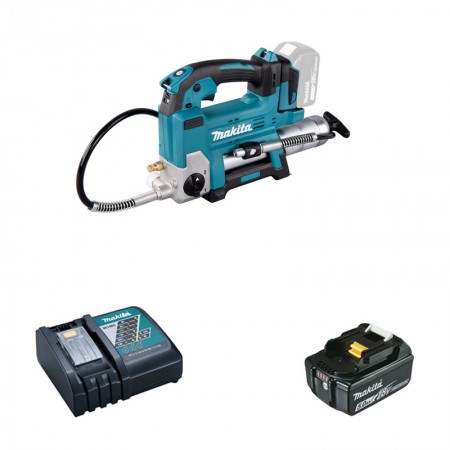 Makita Pompe à graisse DGP180Z + 1 batterie BL1850B 18V 5 Ah + 1 chargeur rapide DC18RC