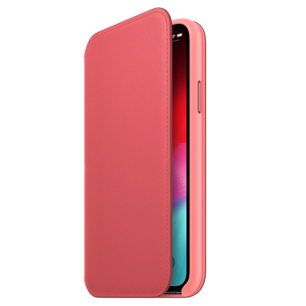 APPLE Étui Folio en cuir Rose Pivoine pour iPhone Xs
