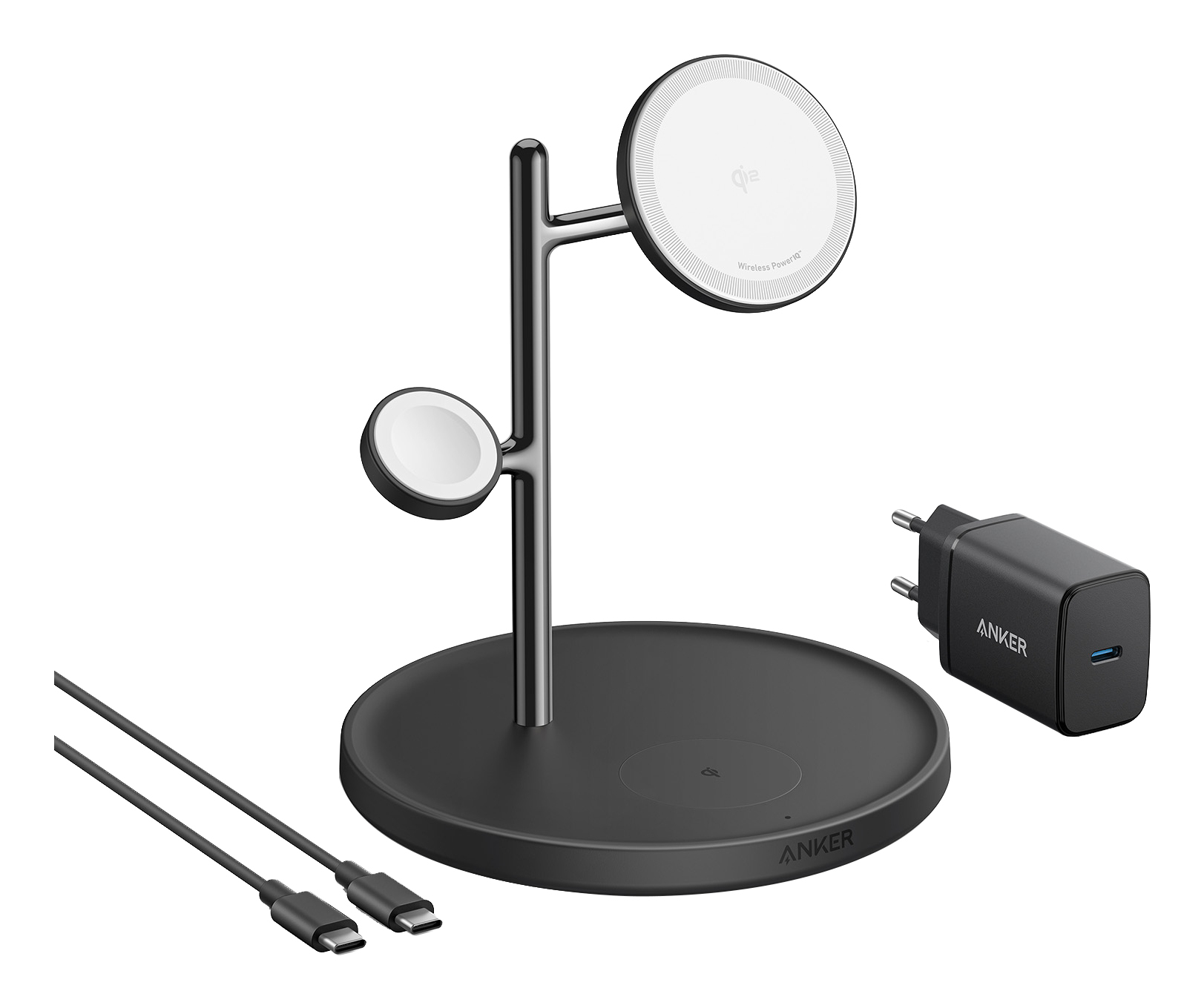 Anker MagGo Magnetic Wireless Charger 15W 3-in-1 Stand Black EU Plug