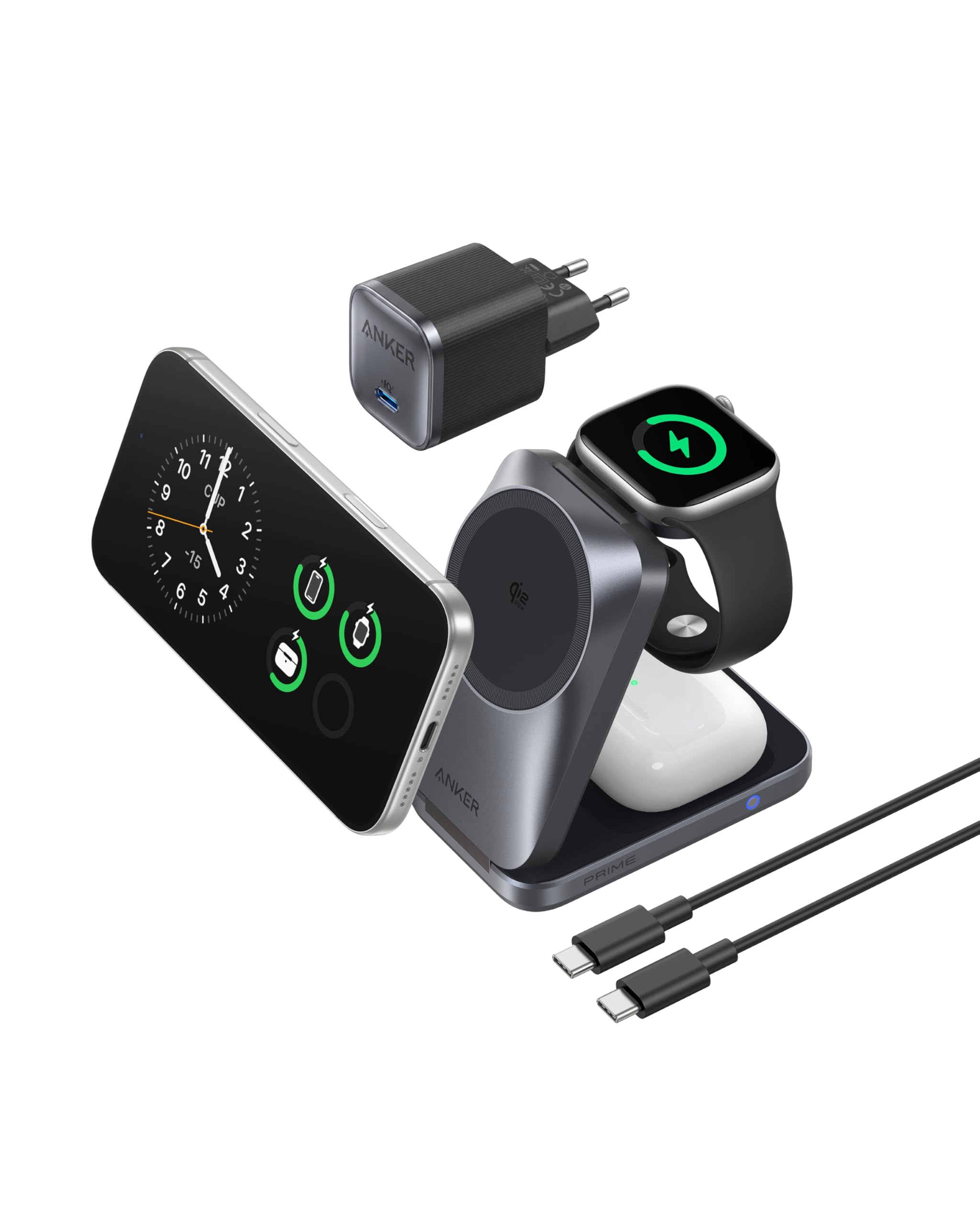 Anker MagGo Wireless Charger Cooling (25W Foldable 3-in-1) Black