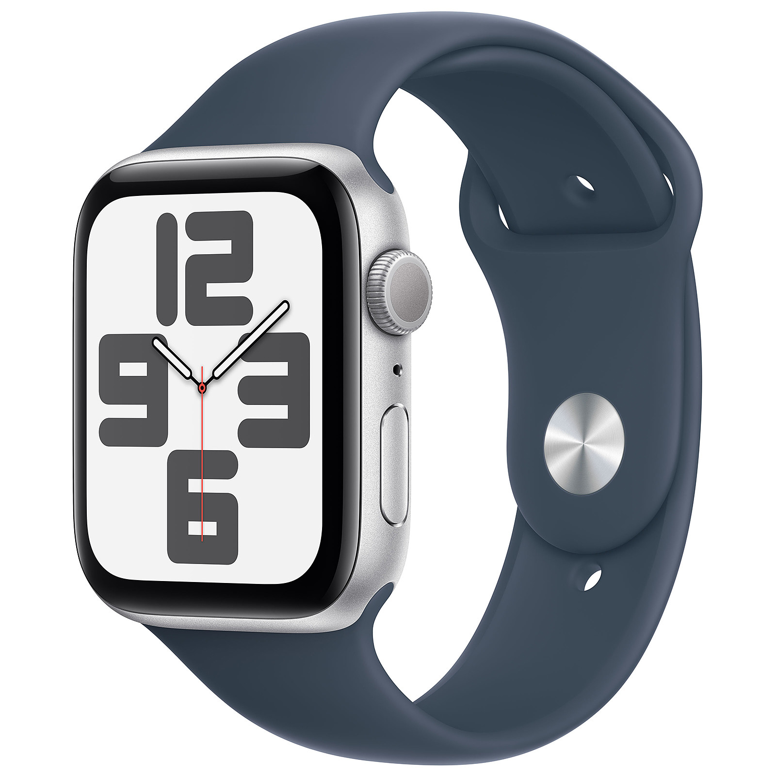 APPLE Watch SE GPS (2023) Silver Aluminium Bracelet Sport Band Storm Blue 44 mm