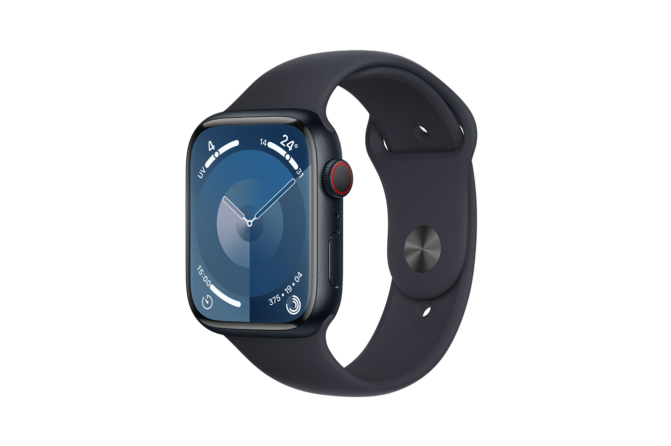 APPLE Watch Series 9 GPS + Cellular Aluminium Minuit Bracelet Sport Band M/L 45 mm