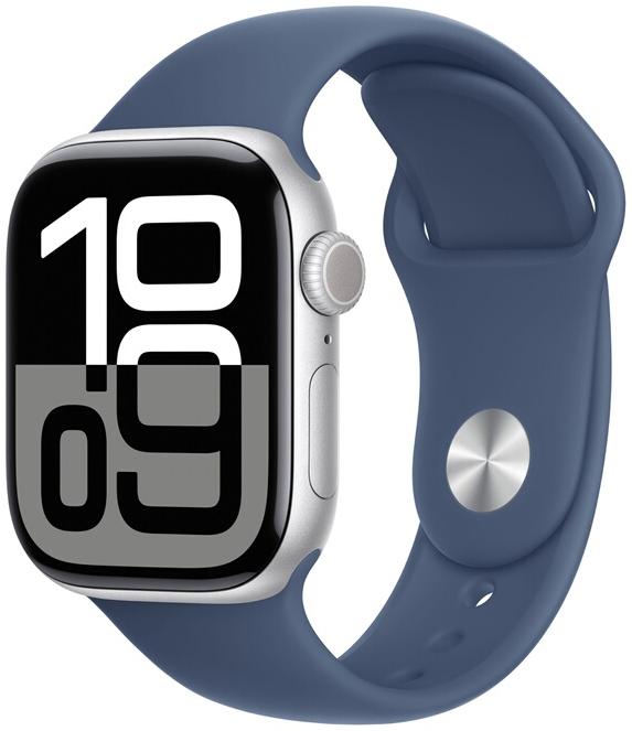 APPLE - Modèle du produit : Watch Series 10 GPS 42mm Boîtier en Aluminium Argent avec Bracelet Sport Denim