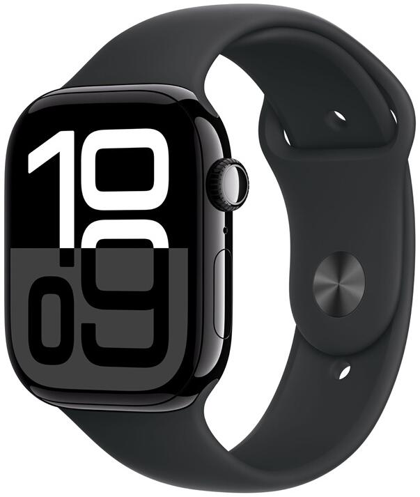 APPLE - Modèle du produit : Watch Series 10 GPS 46mm Boîtier en Aluminium Noir de Jais avec Bracelet Sport Noir