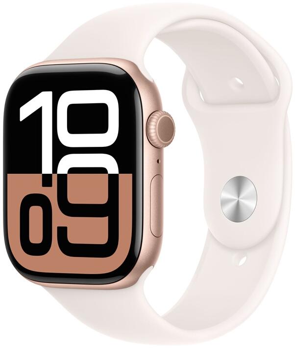 APPLE - Modèle du produit : Watch Series 10 GPS 46mm Boîtier en Aluminium Rose Gold avec Bracelet Sport Rose Tendre