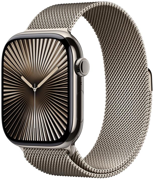 APPLE Modèle du produit : Watch Series 10 GPS + Cellular 46mm Boîtier en Titane Naturel avec Bracelet Milanais Naturel