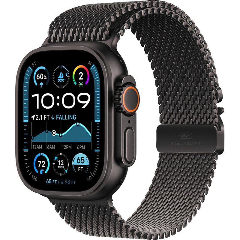 APPLE - Modèle du produit : Watch Ultra 2 GPS + Cellular 49mm Boîtier en Titane Noir avec Bracelet Milanais Titane Noir