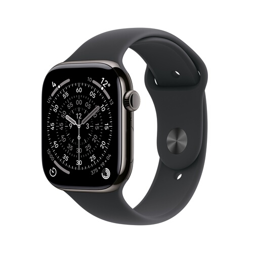 APPLE Watch Series 11 GPS + Cellular 46 mm Titane Ardoise Bracelet Sport Noir S/M