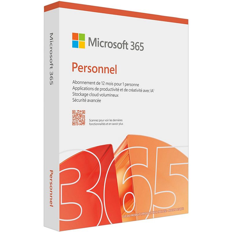 Microsoft logiciel de bureautique 365 personnel 12 mois 2025