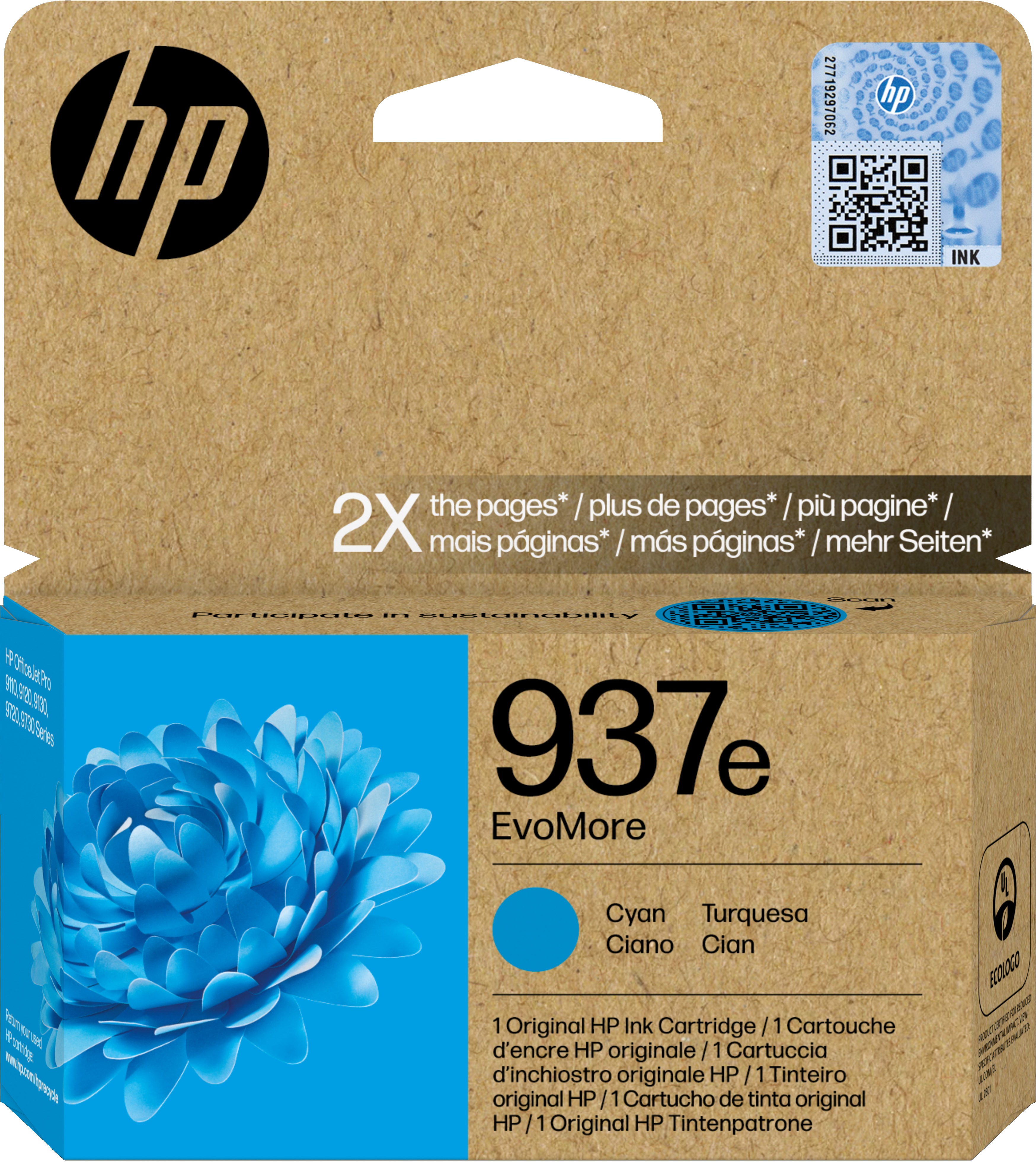 HP 937e Evomore 4S6W6NE Cyan Ink Crtg