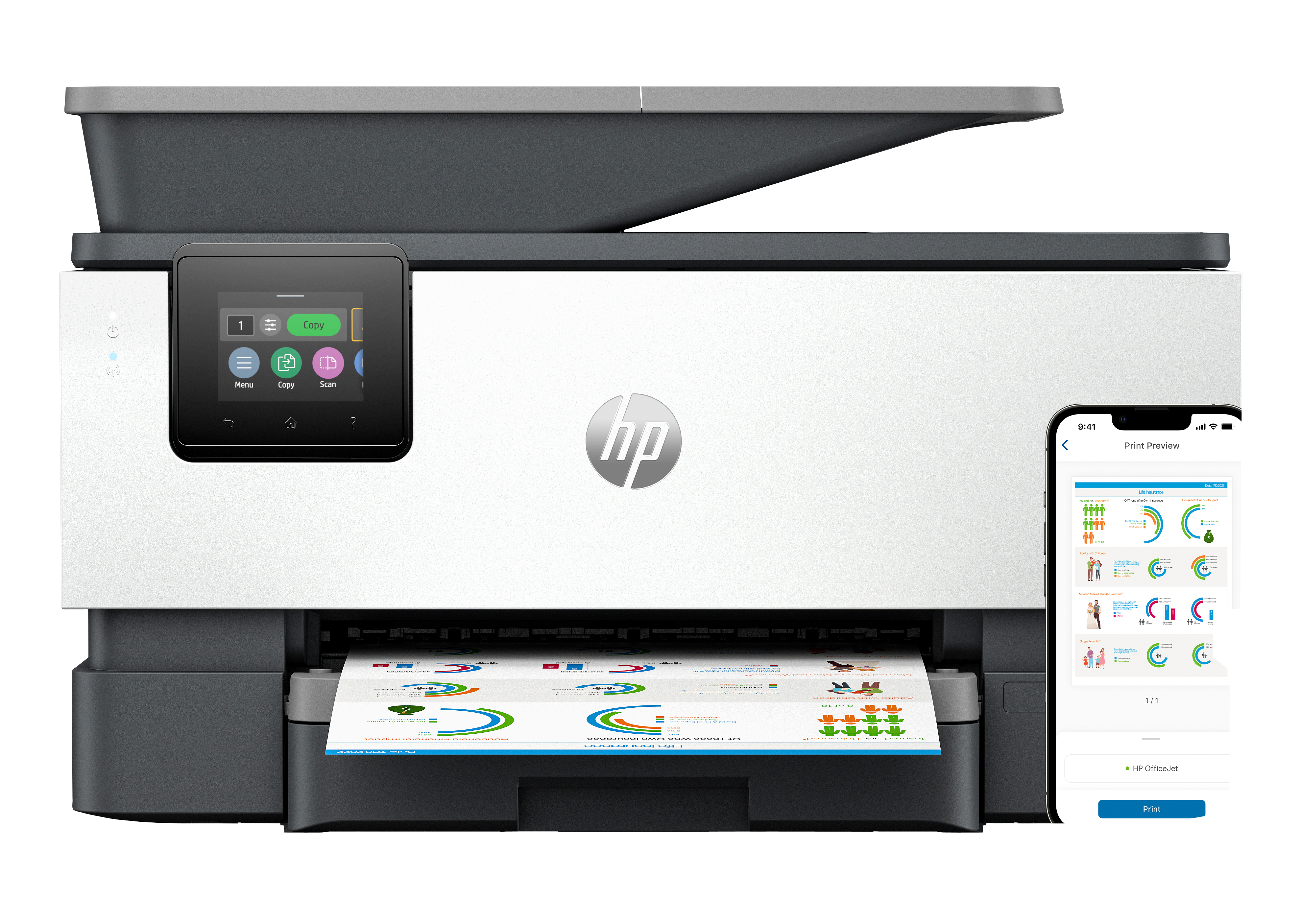 HP Imprimante multifonction couleur OfficeJet Pro 9120e, télécopie recto verso WiFi
