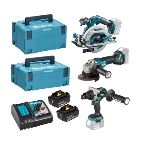 Makita Pack de 3 machines 18V (DHP492 + DGA506 + DHS680)