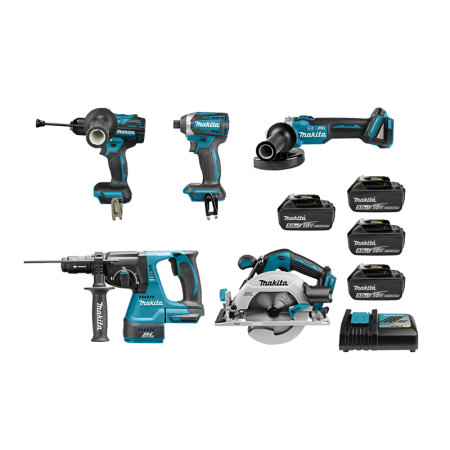 Makita Pack de 5 machines 18V DLX5106PTJ (DHP492 + DTD154 + DHR243 + DHS680 + DGA506)