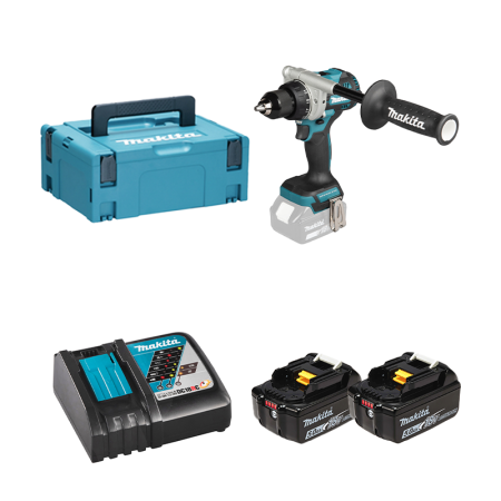 Makita Perceuse-visseuse 18V DDF492ZJ + 2 batteries BL1850B 18V 5 Ah + chargeur rapide DC18RC