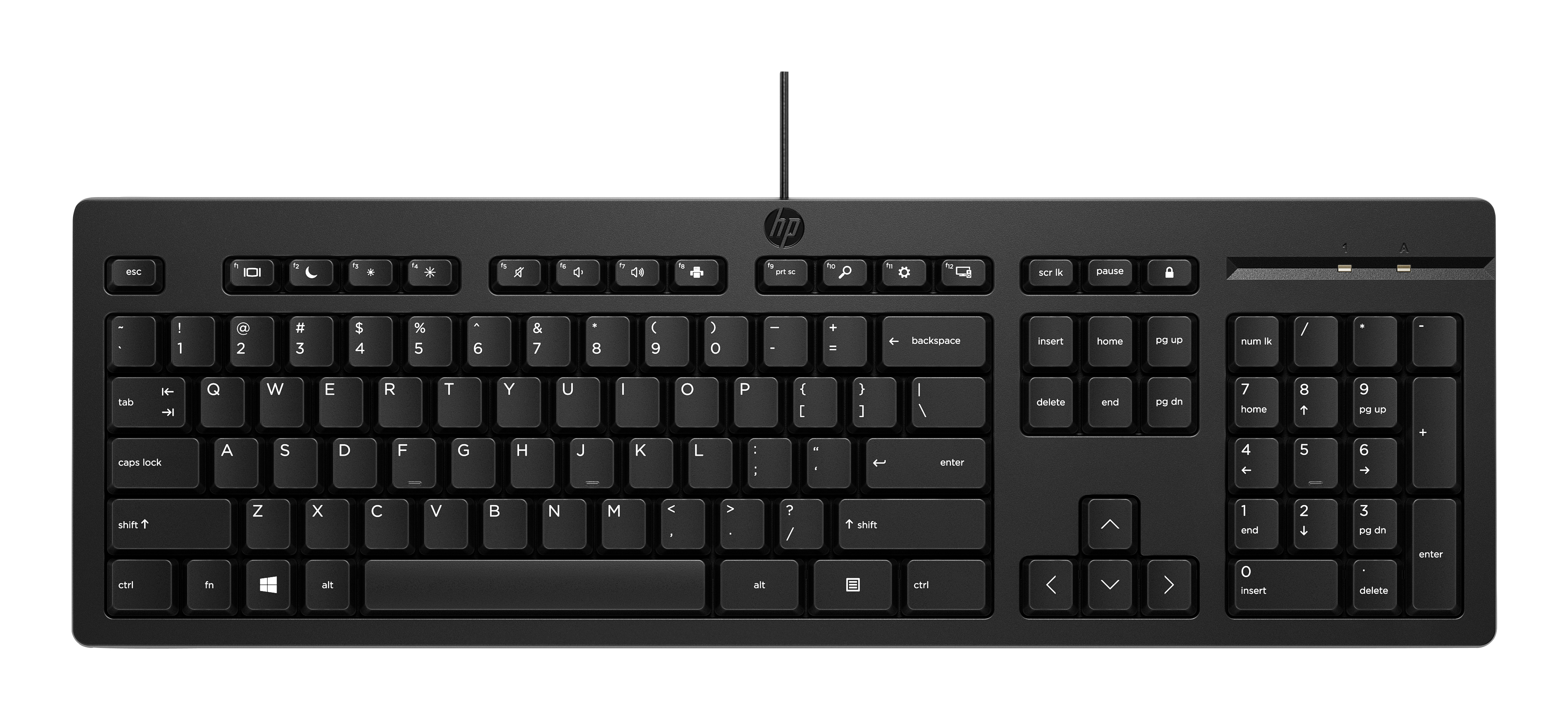 HP Clavier 125 Noir Alámbrico USB 100% avec câble de 1,8 m