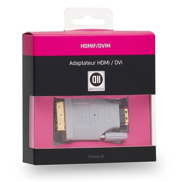 D2 Diffusion Adaptateur HDMI femelle/DVI m le Fiches Or DVI-D 24+1