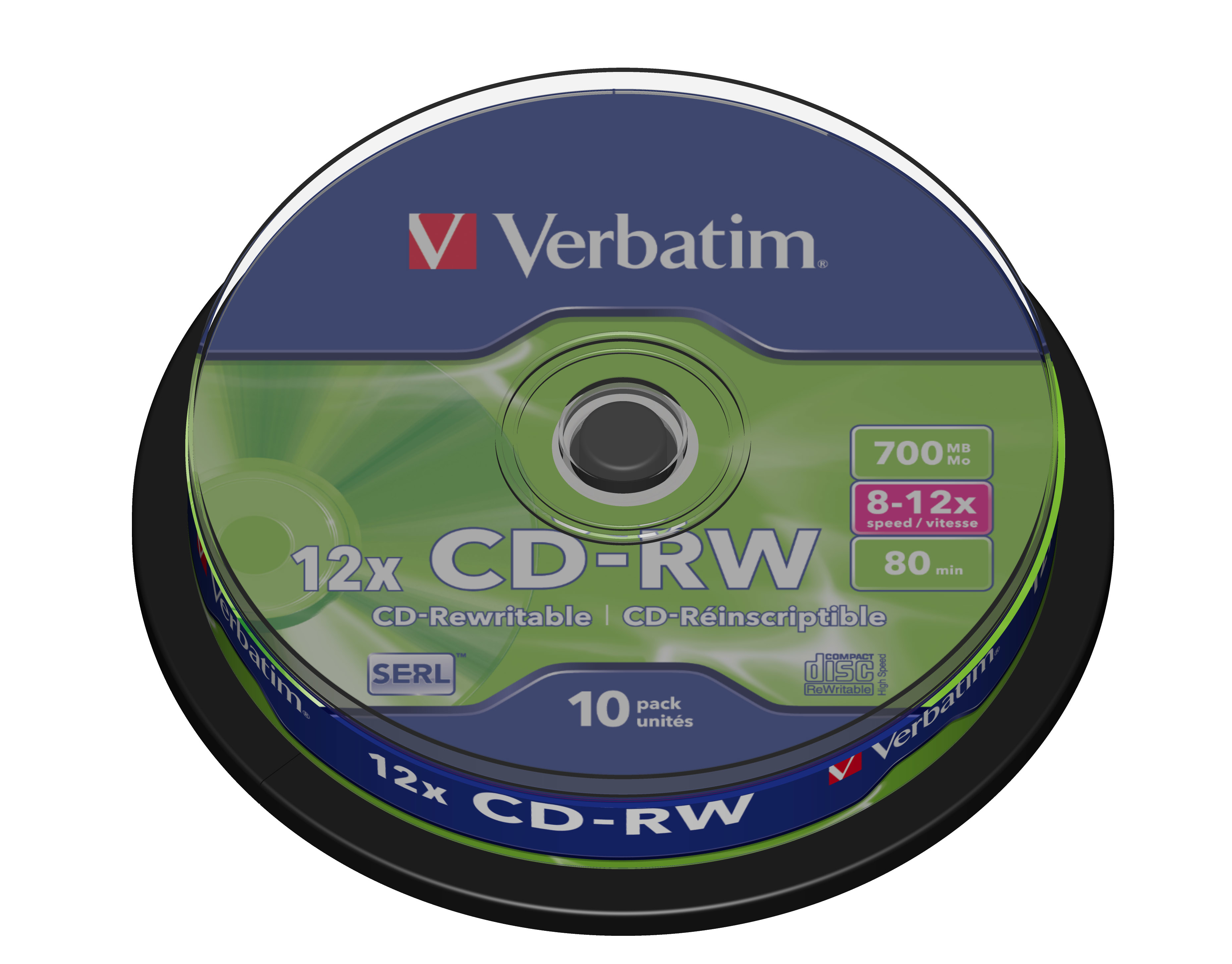 VERBATIM CD-RW/700MB 80Min 10x Speed Cake10pk