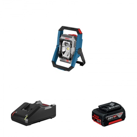 Bosch Projecteur de chantier GLI 18V-2200 C + 1 batterie GBA 18V 4 Ah + 1 chargeur GAL 18V-40